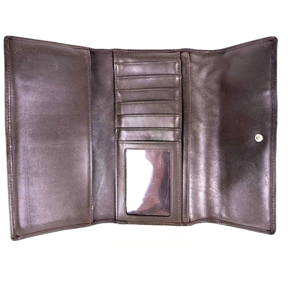 COACH Checkbook Wallet Leather Interior Trifold Signature C Jacquard Pattern - Picture 2 of 7